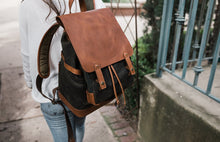 Load image into Gallery viewer, The Pilot 2.0 - Canvas + Full Grain Leather Backpack