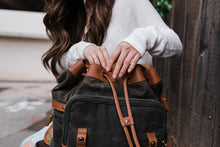 Load image into Gallery viewer, The Pilot 2.0 - Canvas + Full Grain Leather Backpack