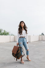 Load image into Gallery viewer, The Pilot 2.0 - Canvas + Full Grain Leather Backpack