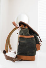 Load image into Gallery viewer, The Pilot 2.0 - Canvas + Full Grain Leather Backpack