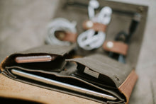 Load image into Gallery viewer, The Gadget Clutch - Canvas + Leather Tech Carry all
