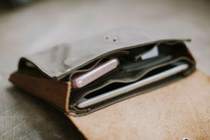 The Gadget Clutch - Canvas + Leather Tech Carry all