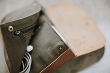 Load image into Gallery viewer, The Gadget Clutch - Canvas + Leather Tech Carry all

