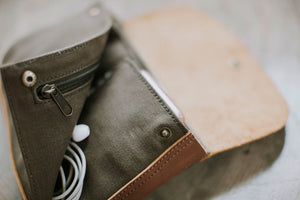 The Gadget Clutch - Canvas + Leather Tech Carry all