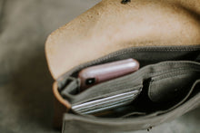 Load image into Gallery viewer, The Gadget Clutch - Canvas + Leather Tech Carry all
