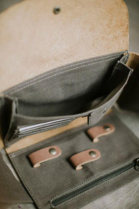 The Gadget Clutch - Canvas + Leather Tech Carry all