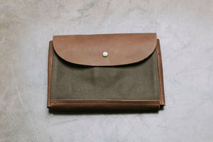 The Gadget Clutch - Canvas + Leather Tech Carry all
