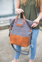 Load image into Gallery viewer, The Collins 2.0 - Canvas + Leather Convertible Tote
