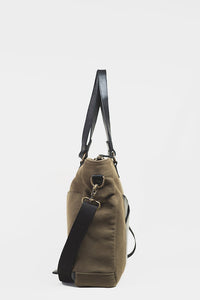 The Anna - Full Grain Leather + Canvas Laptop Tote