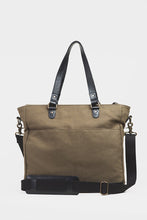 Load image into Gallery viewer, The Anna - Full Grain Leather + Canvas Laptop Tote
