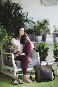 The Anna - Full Grain Leather + Canvas Laptop Tote
