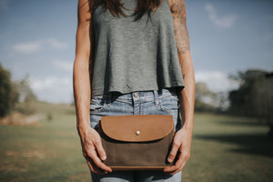 The Gadget Clutch - Canvas + Leather Tech Carry all